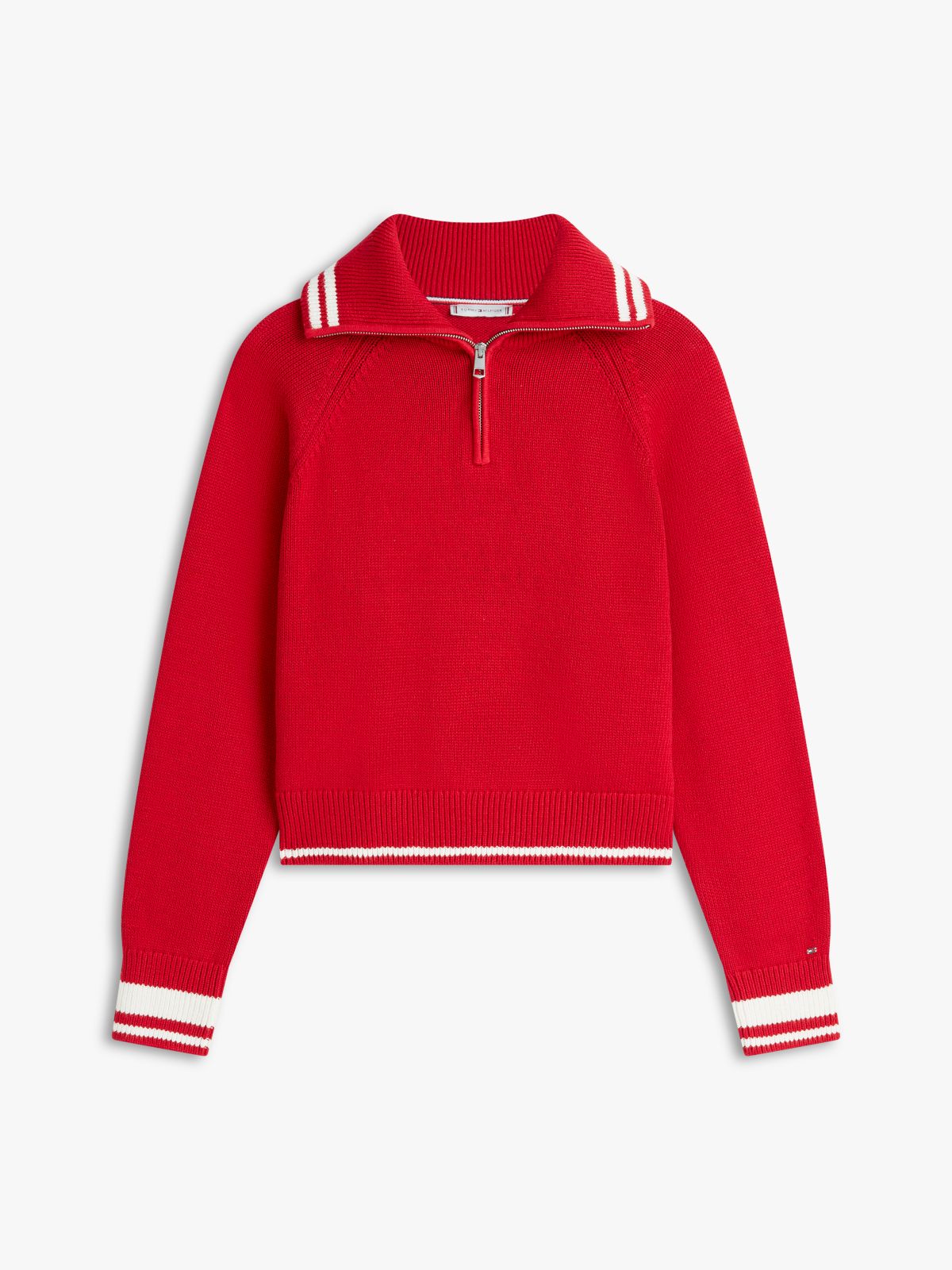 Metal Flag Relaxed Quarter-Zip Jumper — Red