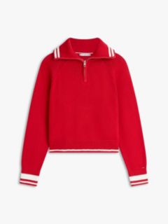 Metal Flag Relaxed Quarter-Zip Jumper — Red 5