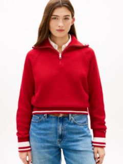 Metal Flag Relaxed Quarter-Zip Jumper — Red 1