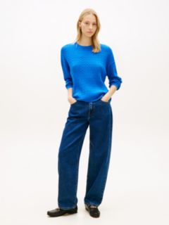 Cable Knit Relaxed Jumper — Blue 3
