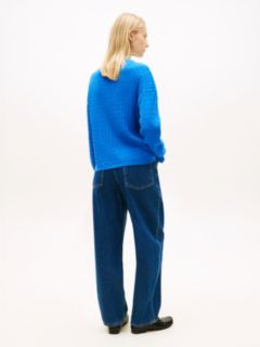 Cable Knit Relaxed Jumper — Blue 4