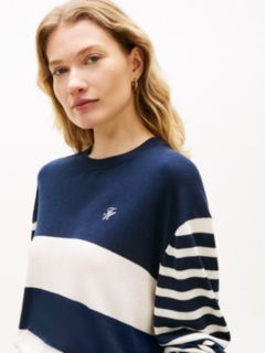 Relaxed Crew Neck Jumper With Silk — Blue 2