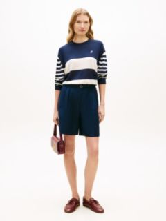 Relaxed Crew Neck Jumper With Silk — Blue 3
