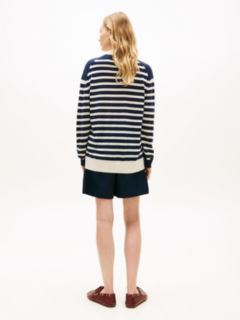 Relaxed Crew Neck Jumper With Silk — Blue 4