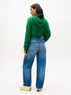 Mid Rise Tapered Barrel Leg Jeans — Blue 4