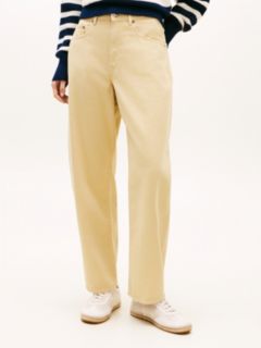 Mid Rise Barrel Leg Jeans — Beige 2