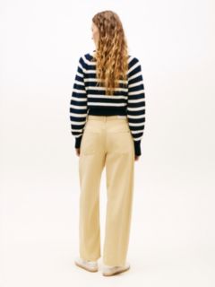 Mid Rise Barrel Leg Jeans — Beige 4