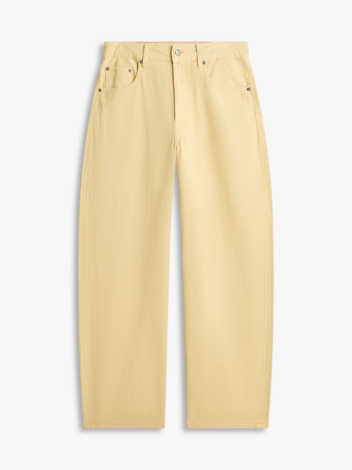 Mid Rise Barrel Leg Jeans — Beige