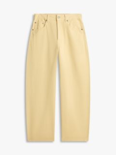 Mid Rise Barrel Leg Jeans — Beige 5