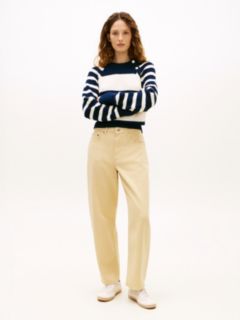 Mid Rise Barrel Leg Jeans — Beige 1