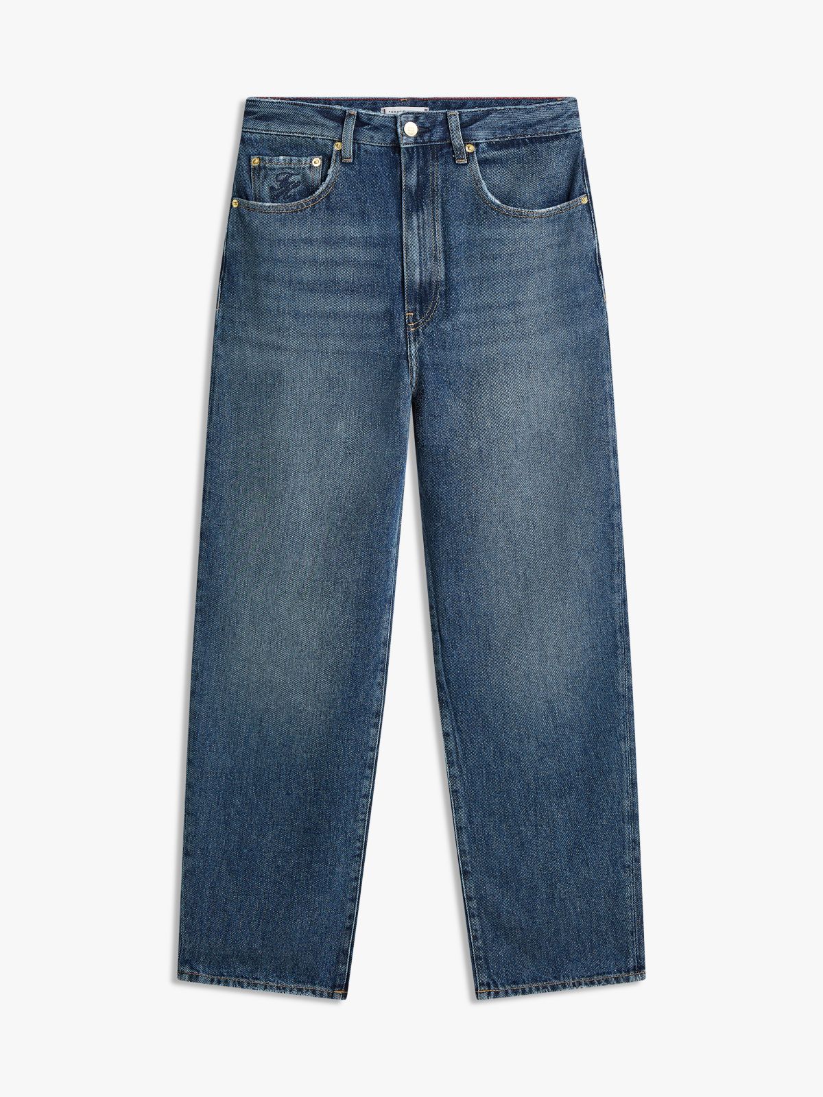 Mid Rise Barrel Leg Jeans — Blue