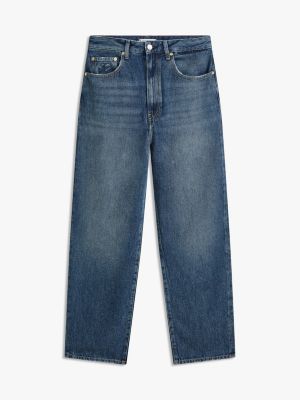 blue barrel leg jeans mit mittelhohem bund für damen - tommy hilfiger