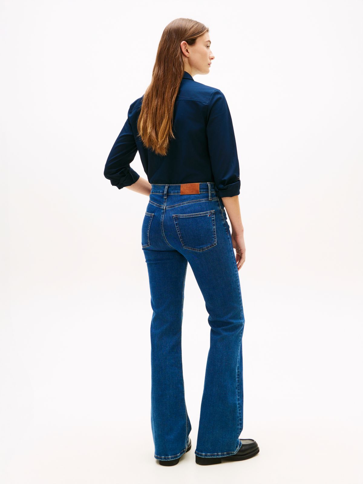 Mid Rise Flared Leg Jeans — Blue