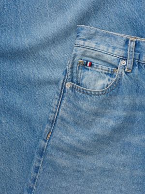 vaqueros indie anchos de talle alto azul de mujeres tommy hilfiger