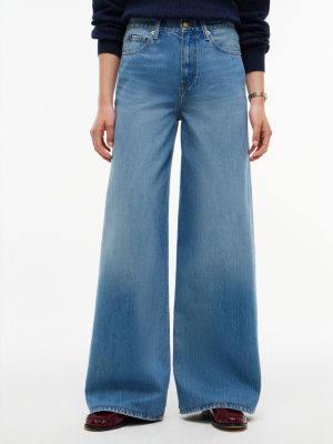 vaqueros indie anchos de talle alto denim de mujeres tommy hilfiger