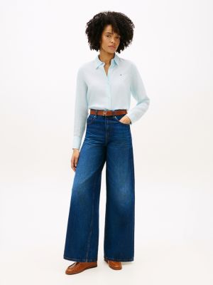 blue 70s high rise wide leg jeans for women tommy hilfiger