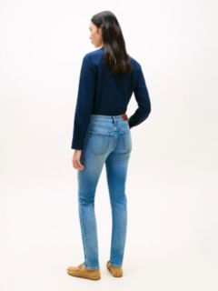 Faded Mid Rise Slim Jeans — Blue 4