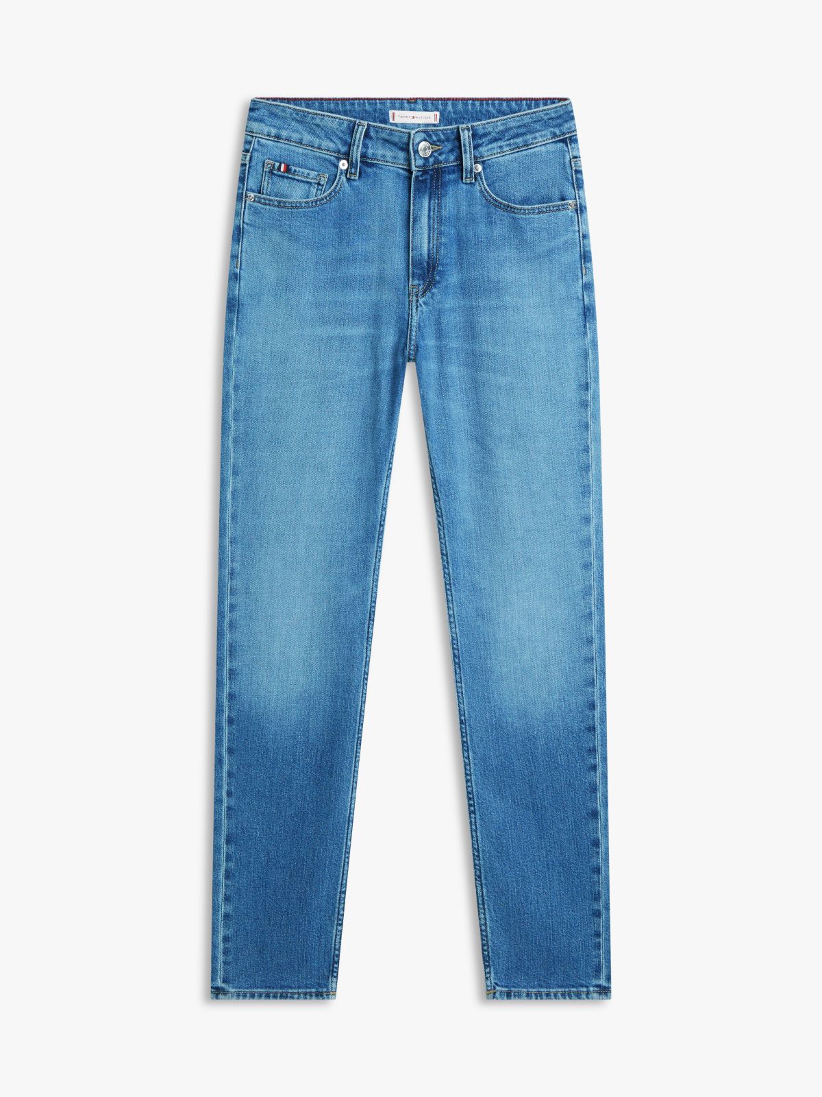 Faded Mid Rise Slim Jeans — Blue