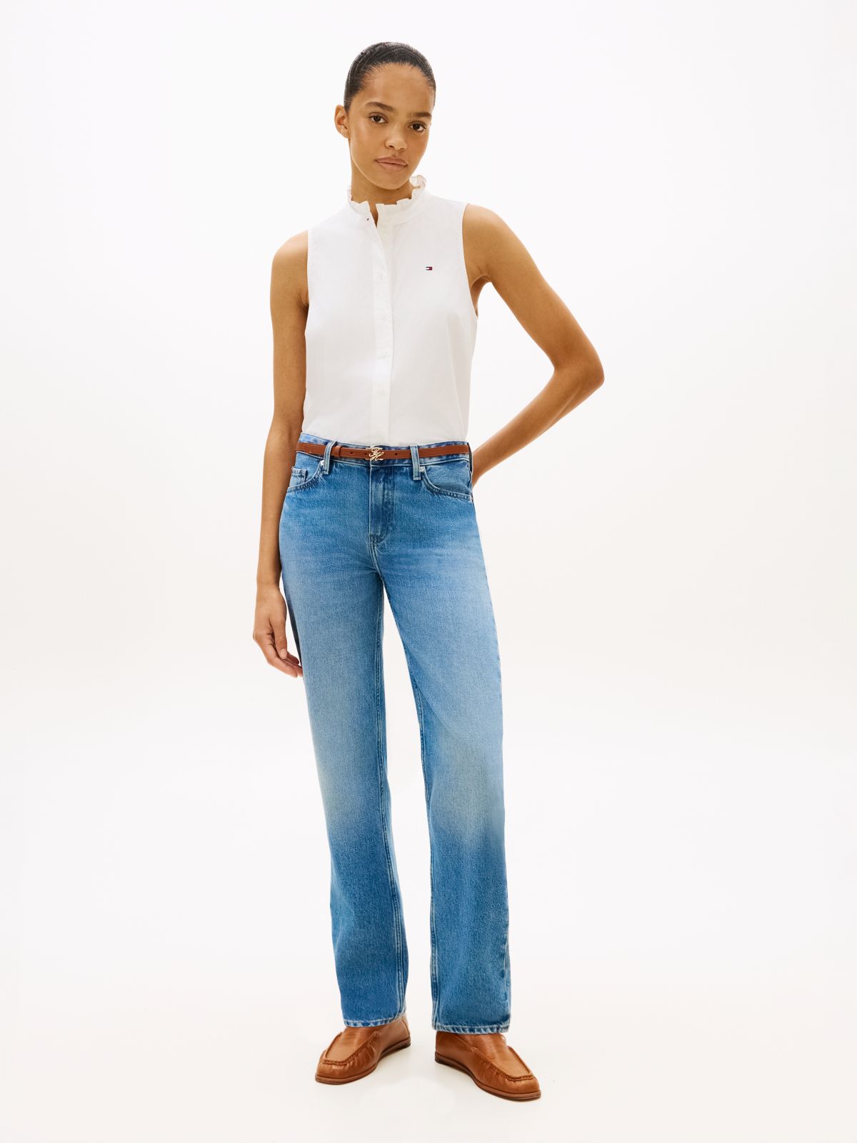 Claire High Rise Wide Whiskered Jeans — Blue