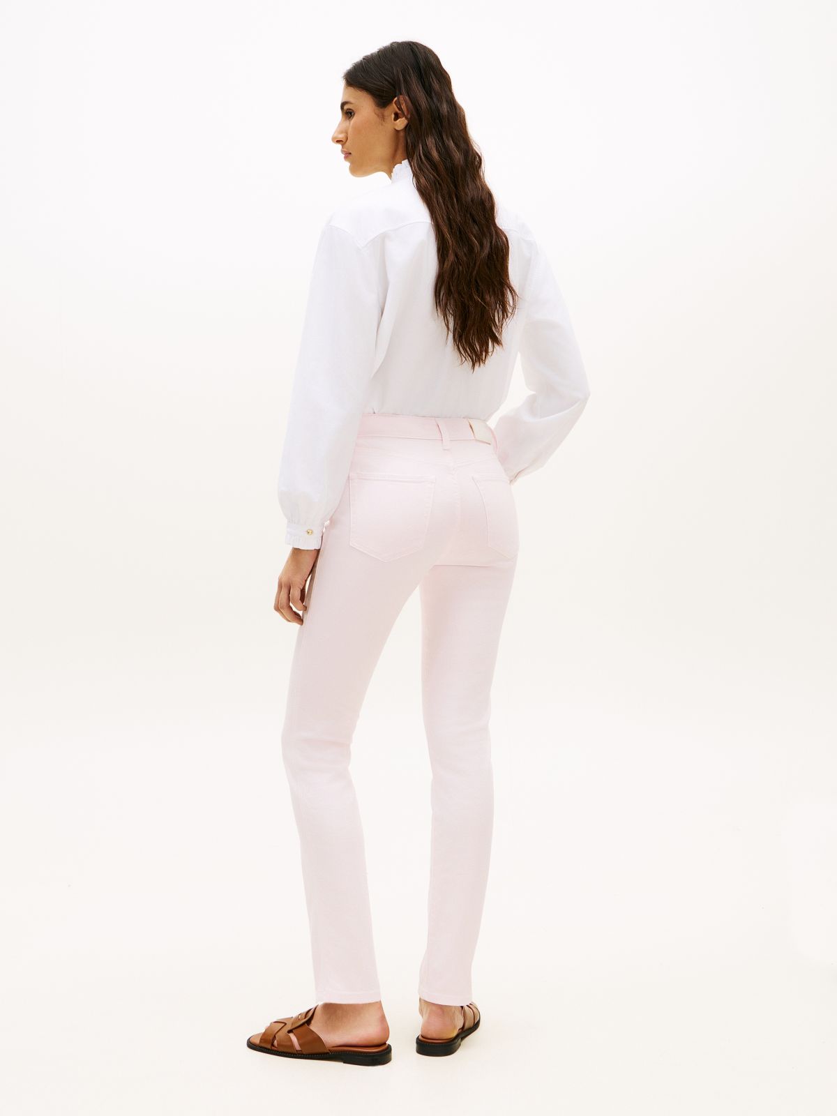 Mid Rise Slim Jeans — Pink