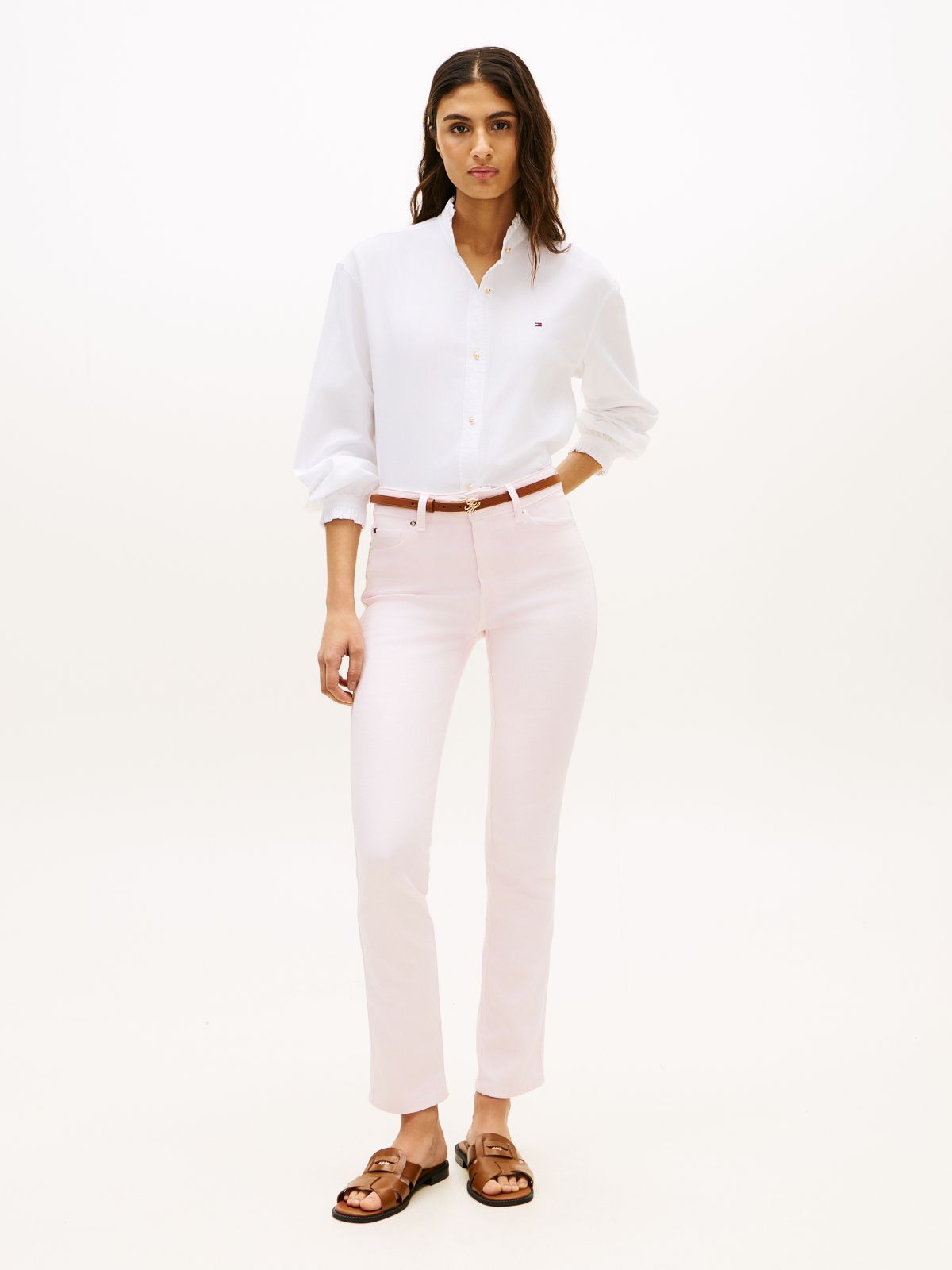 Mid Rise Slim Jeans — Pink