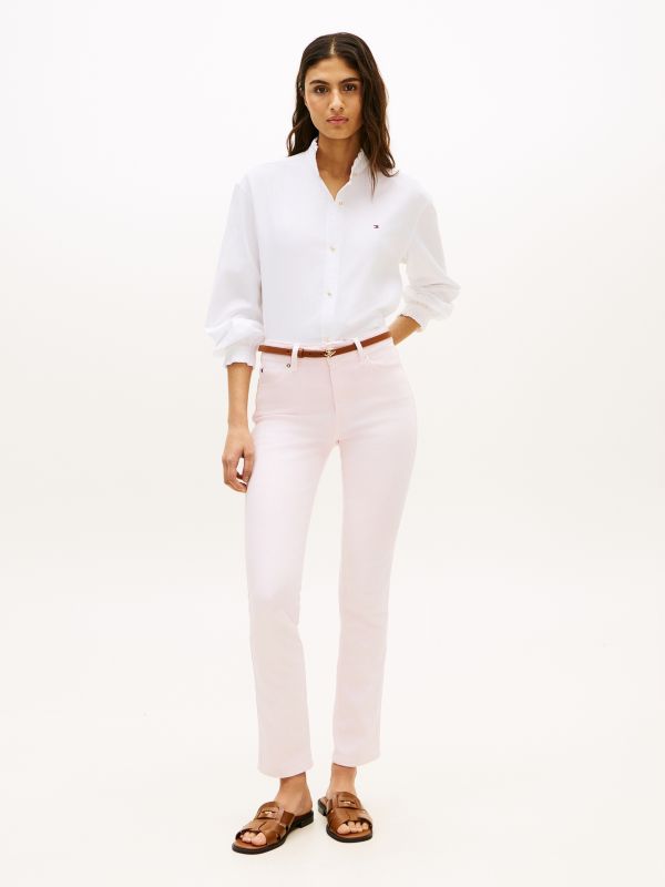 Mid Rise Slim Jeans — Pink
