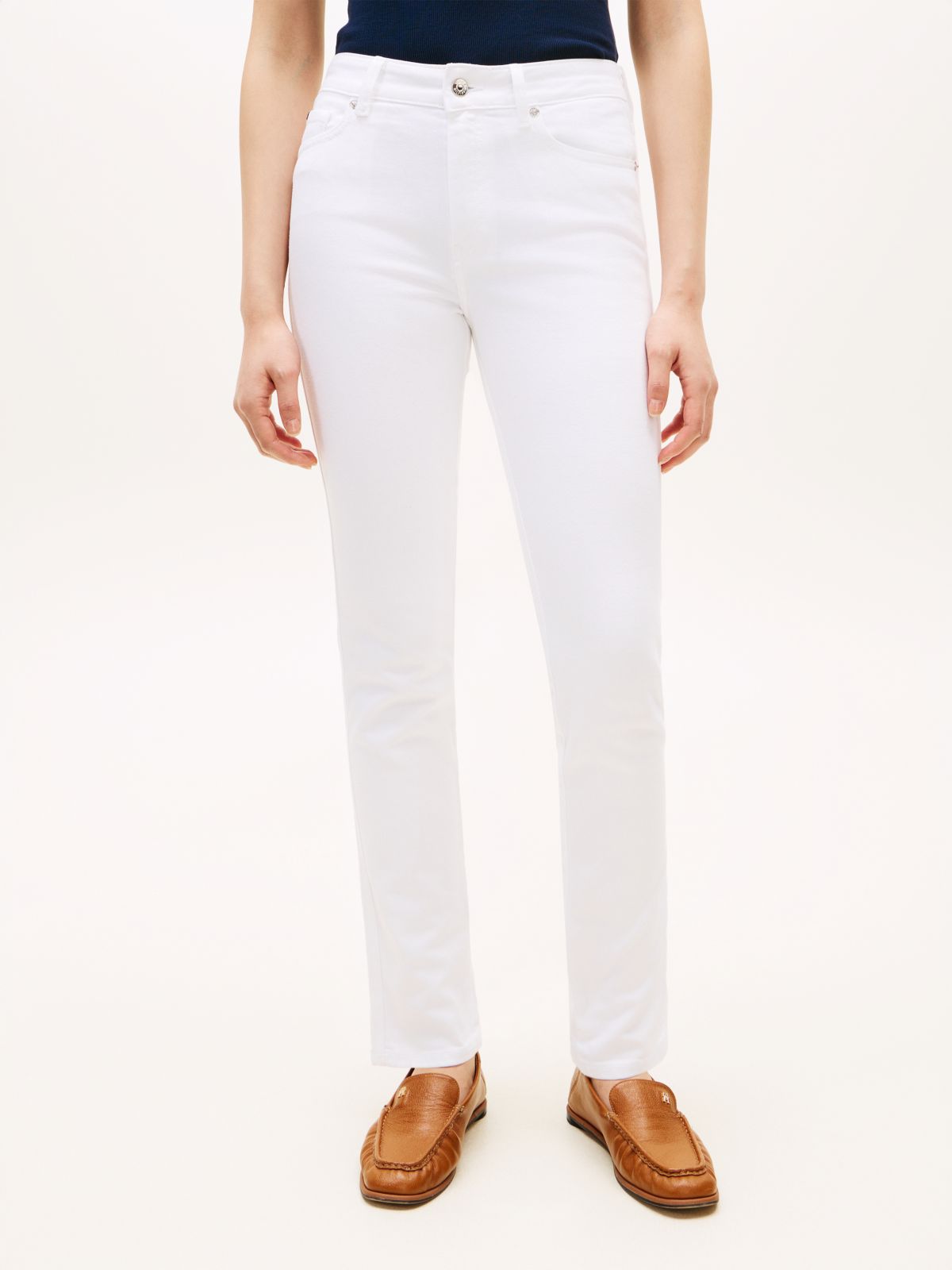Mid Rise Slim Jeans — White