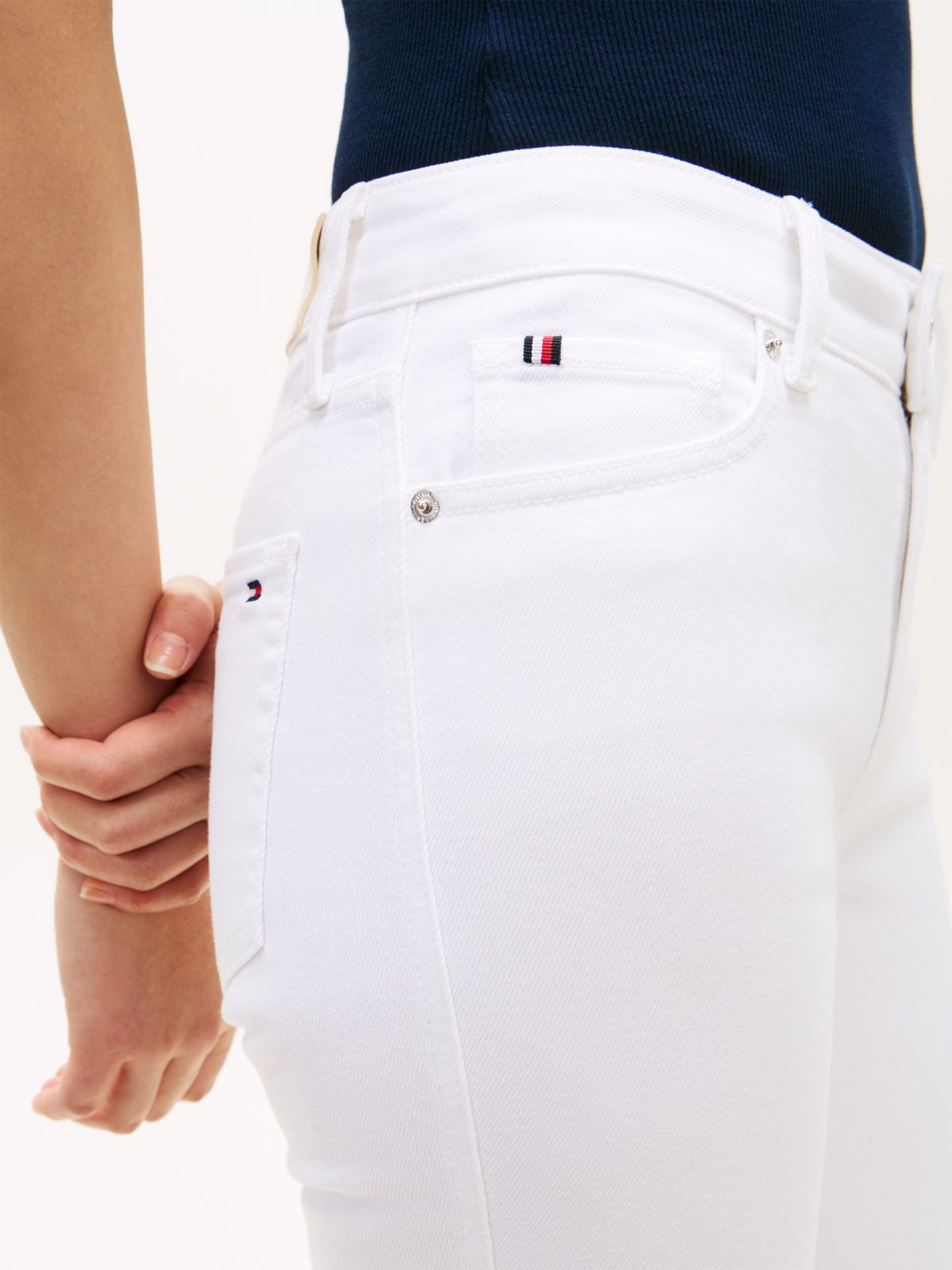 Mid Rise Slim Jeans — White