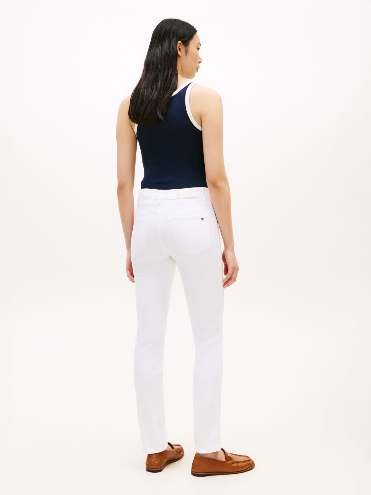 Mid Rise Slim Jeans — White