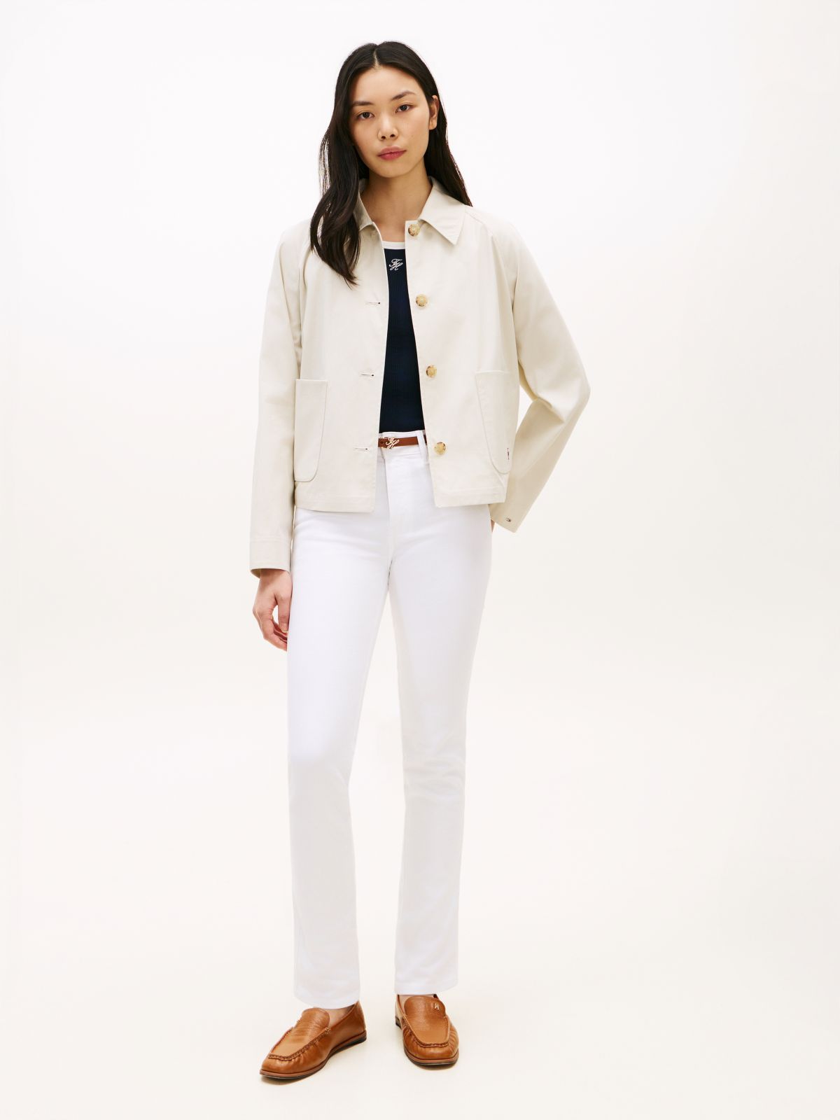 Mid Rise Slim Jeans — White