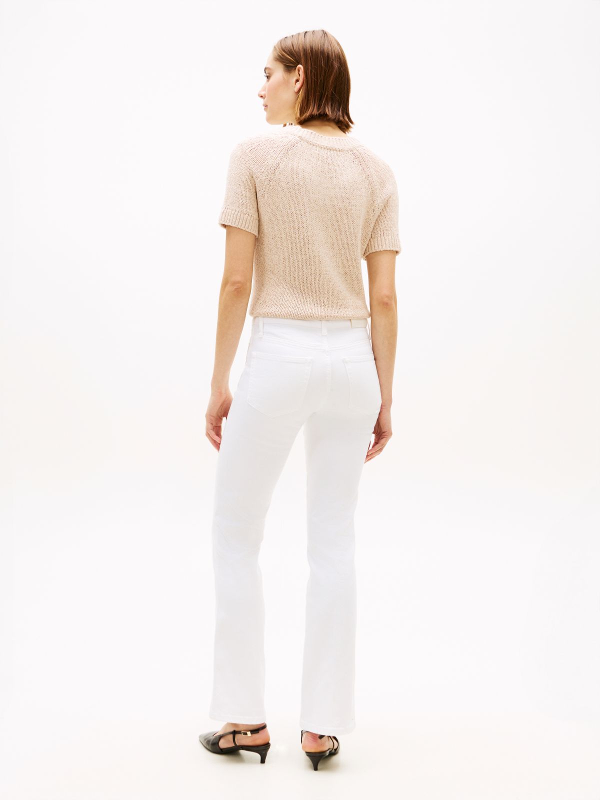 Mid Rise Bootcut White Jeans — White