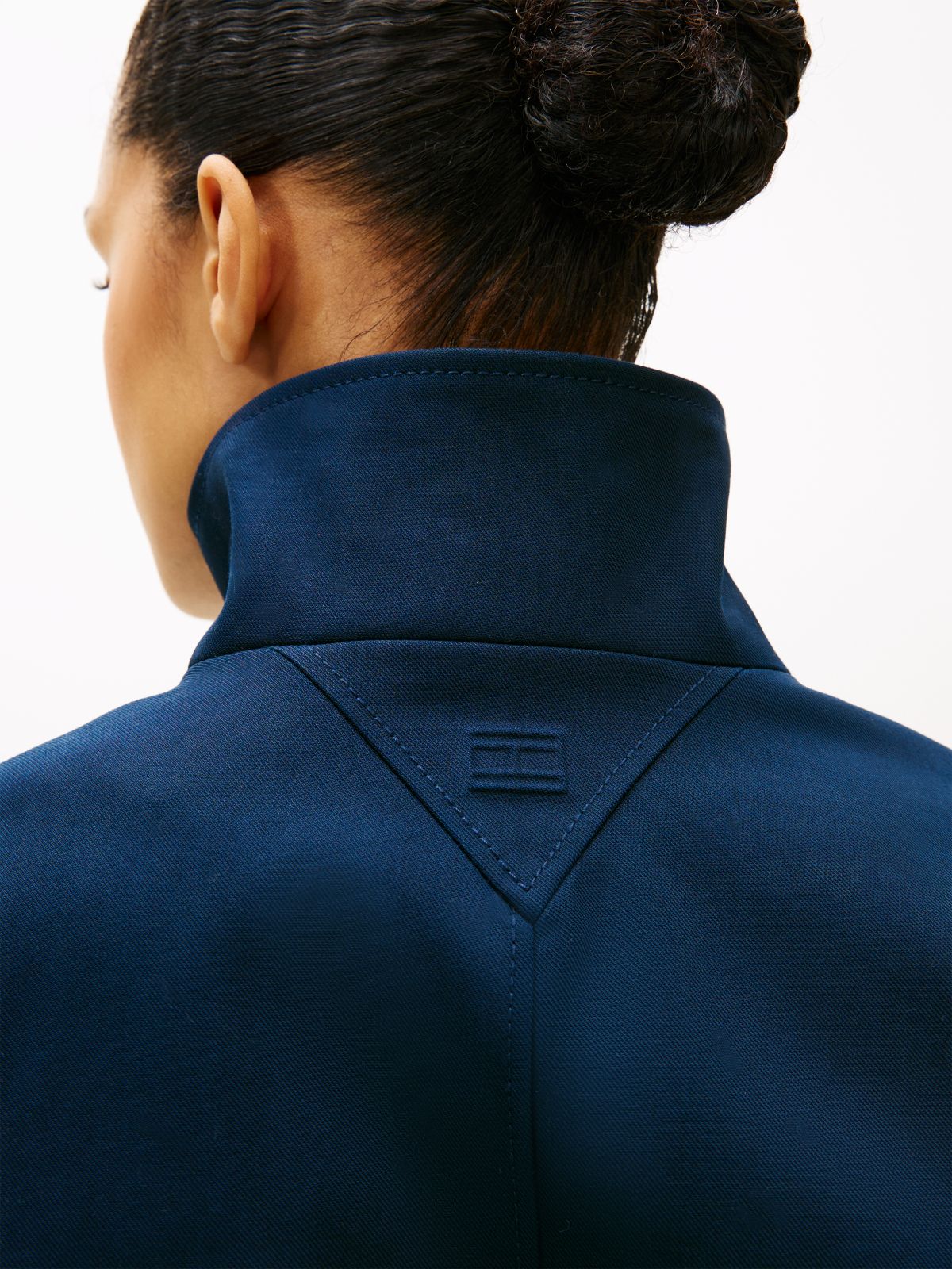 Logo Appliqué Oversized Bomber Jacket — Blue