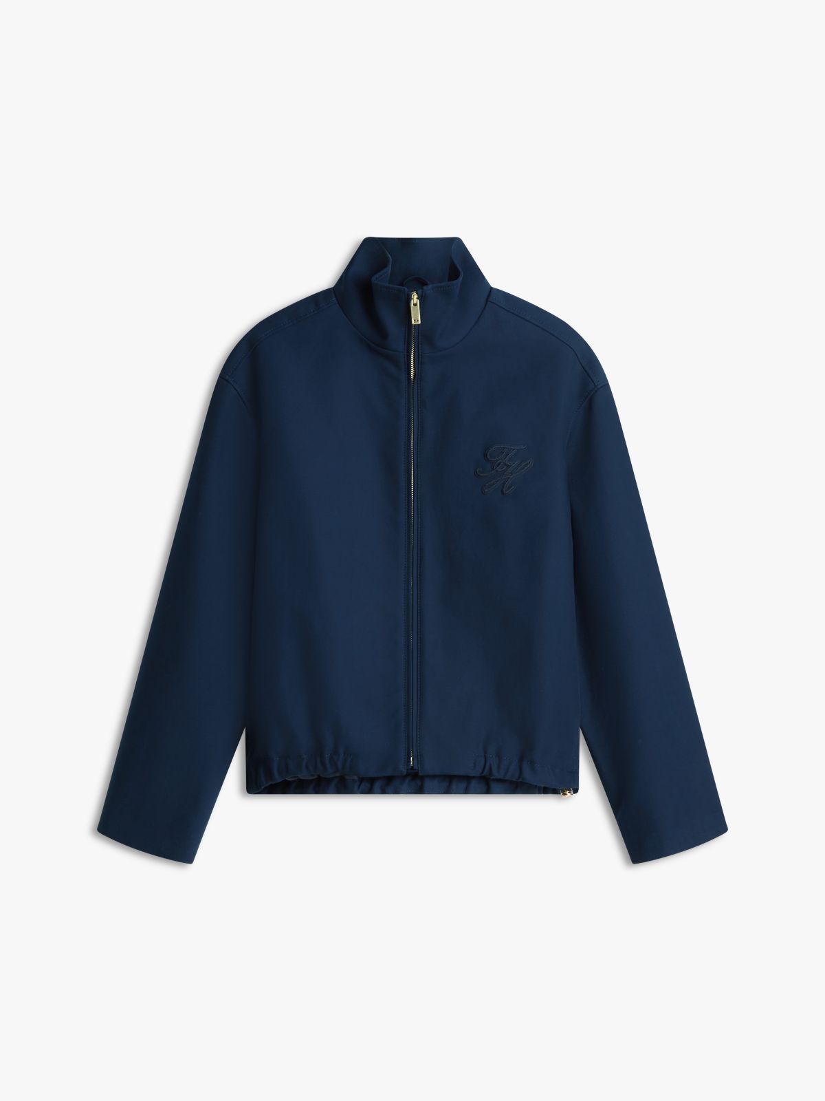 Logo Appliqué Oversized Bomber Jacket — Blue