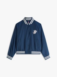 Logo Appliqué Water Repellent Bomber Jacket — Blue 5