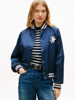 Logo Appliqué Water Repellent Bomber Jacket — Blue 1