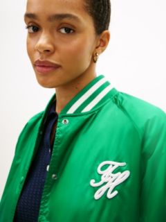 Logo Appliqué Water Repellent Bomber Jacket — Green 2