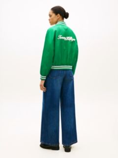 Logo Appliqué Water Repellent Bomber Jacket — Green 4