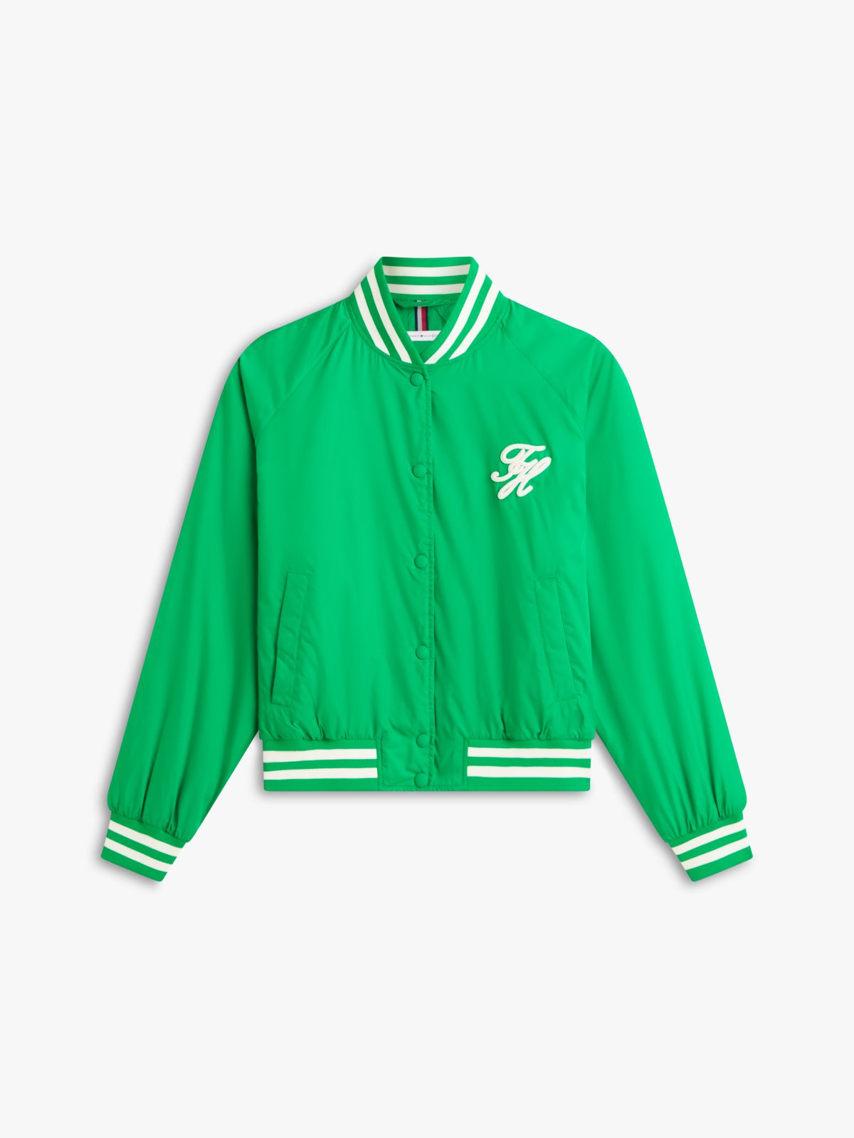 Logo Appliqué Water Repellent Bomber Jacket — Green