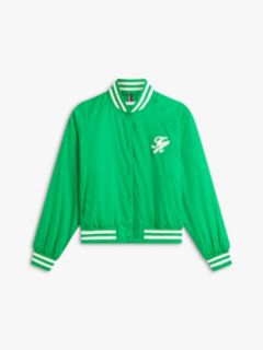 Logo Appliqué Water Repellent Bomber Jacket — Green 5