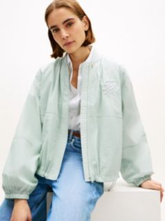 Logo Embroidery Balloon Sleeve Bomber Jacket — Grey 2
