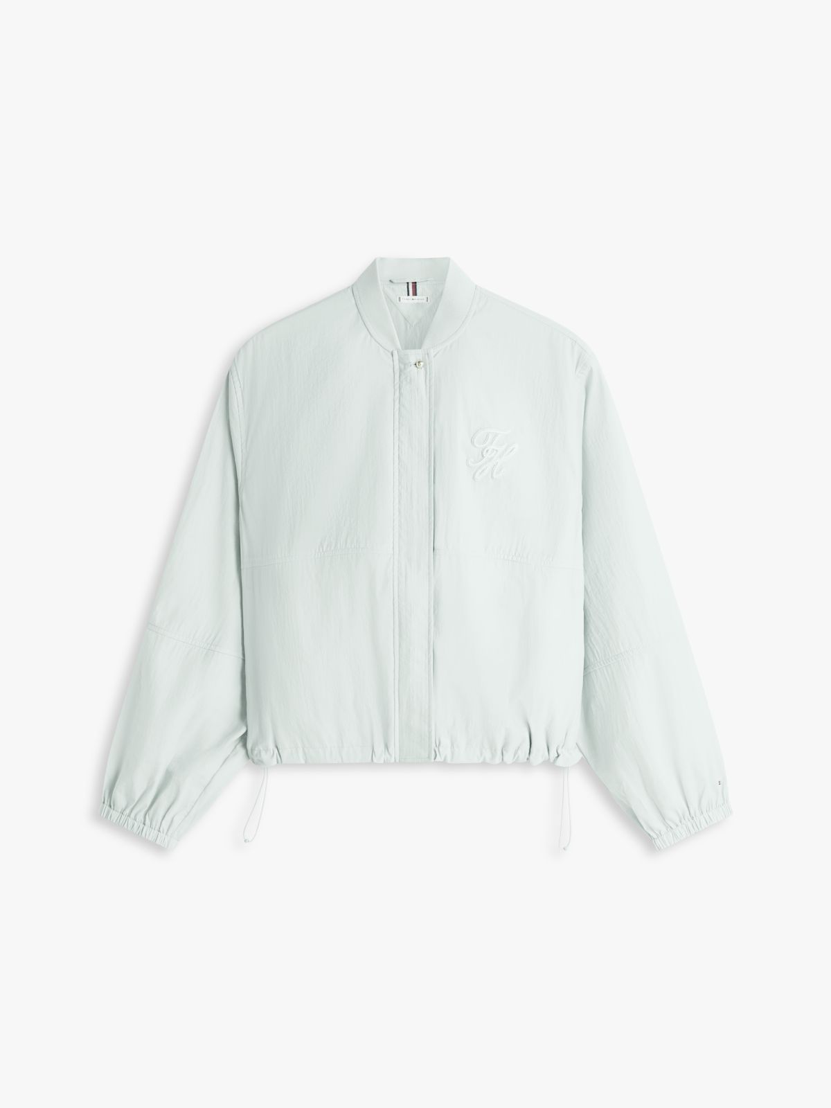Logo Embroidery Balloon Sleeve Bomber Jacket — Grey