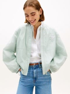 Logo Embroidery Balloon Sleeve Bomber Jacket — Grey 1