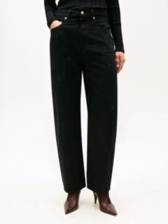 Mid Rise Barrel Leg Black Jeans — Black 2