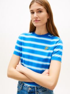 Logo Embroidery Jersey Crew Neck T-Shirt — Blue 2