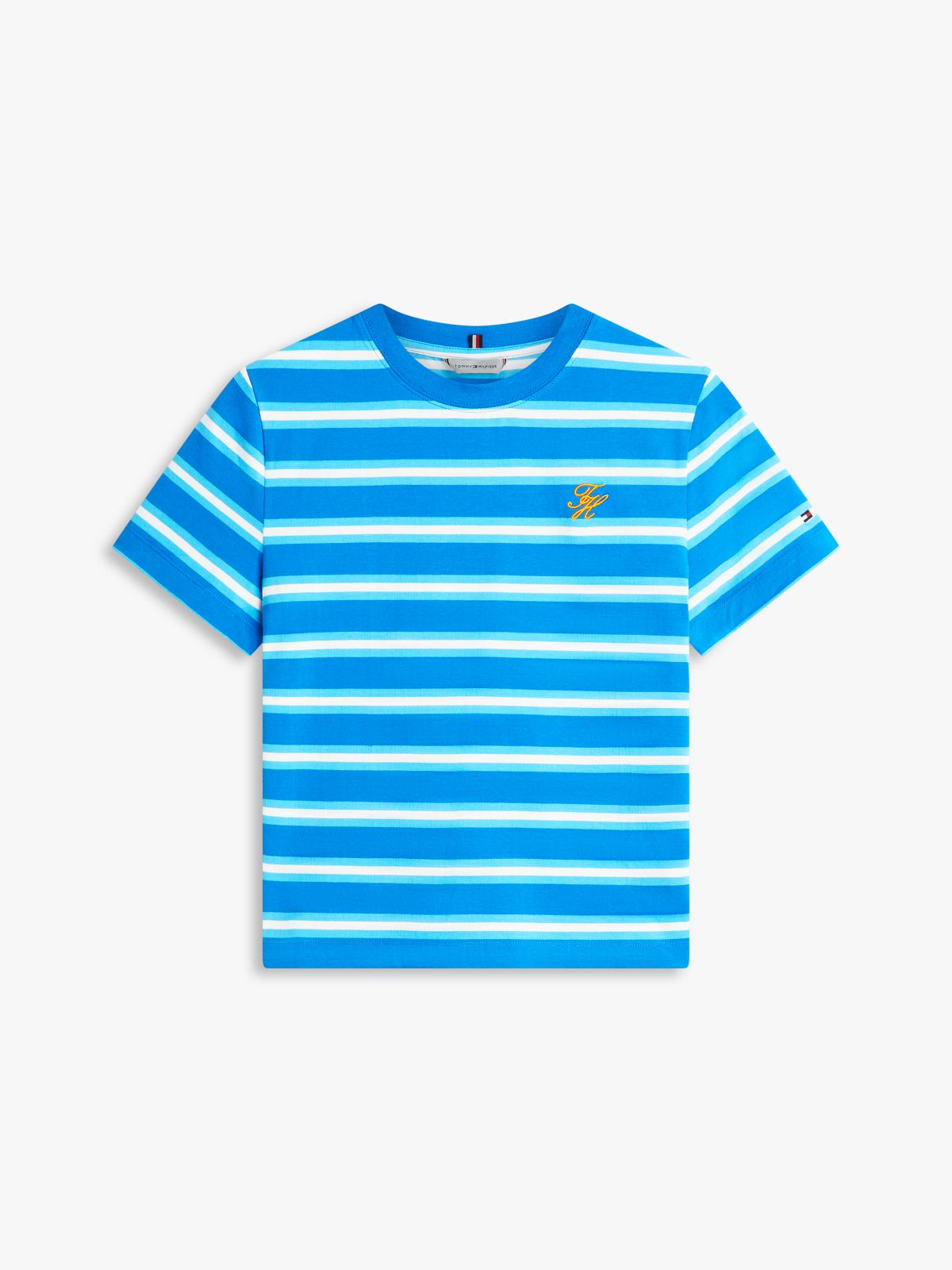 Logo Embroidery Jersey Crew Neck T-Shirt — Blue