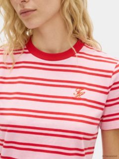 Logo Embroidery Jersey Crew Neck T-Shirt — Pink 3