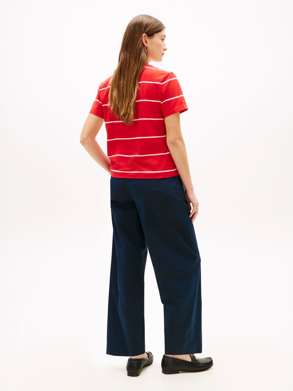 Logo Embroidery Jersey Crew Neck T-Shirt — Red