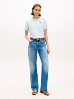 Logo Embroidery Jersey Crew Neck T-Shirt — Blue 3
