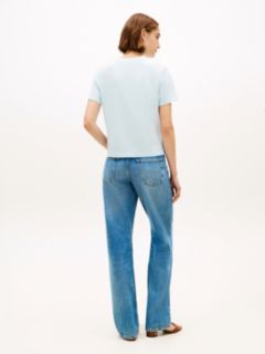 Logo Embroidery Jersey Crew Neck T-Shirt — Blue 4