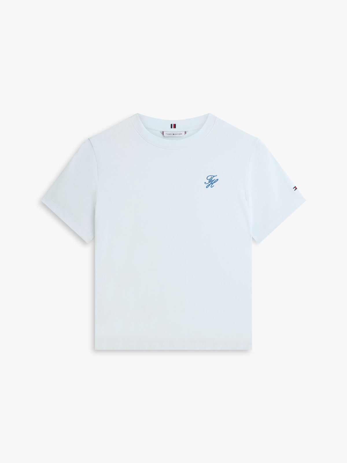 Logo Embroidery Jersey Crew Neck T-Shirt — Blue